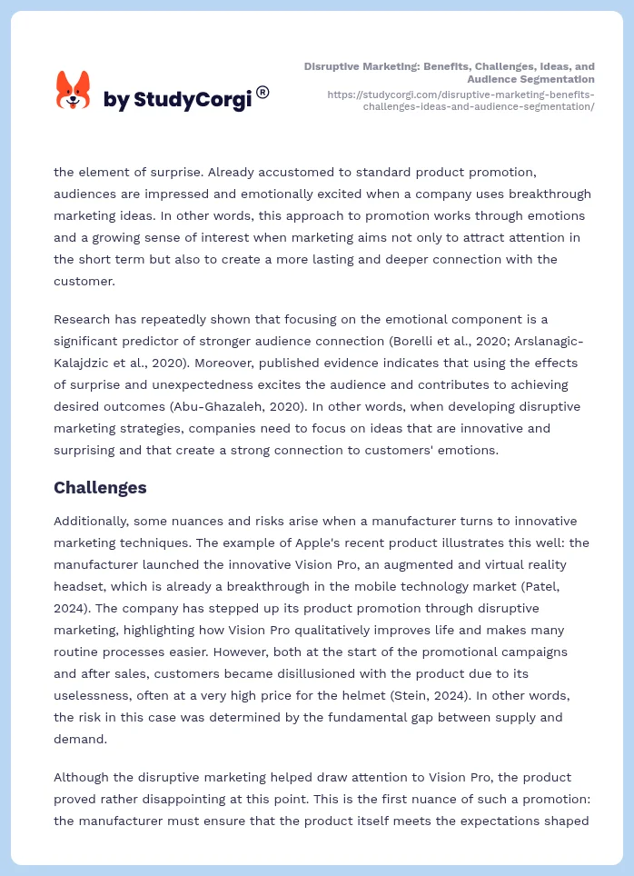 Disruptive Marketing: Benefits, Challenges, Ideas, and Audience Segmentation. Page 2