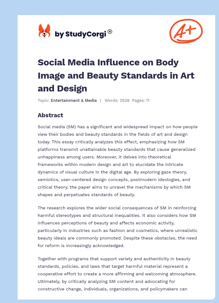 Social Media Influence on Body Image and Beauty Standards in Art and Design. Page 1