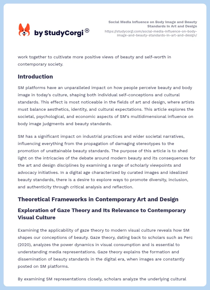 Social Media Influence on Body Image and Beauty Standards in Art and Design. Page 2