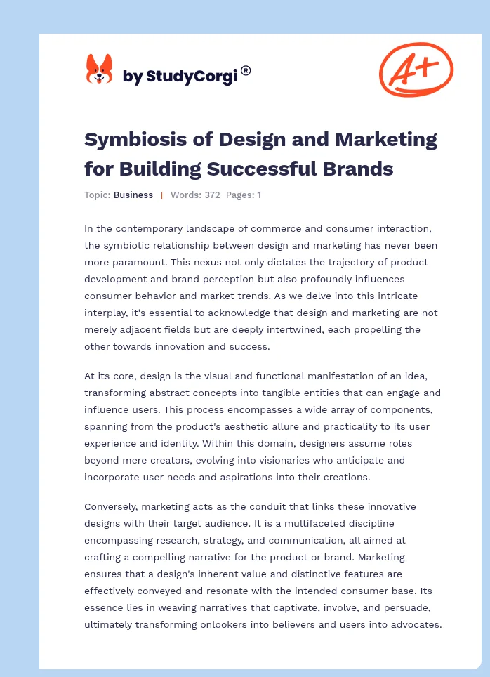 Symbiosis of Design and Marketing for Building Successful Brands. Page 1