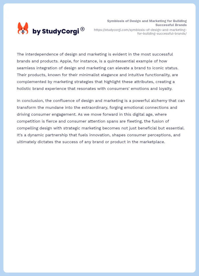Symbiosis of Design and Marketing for Building Successful Brands. Page 2