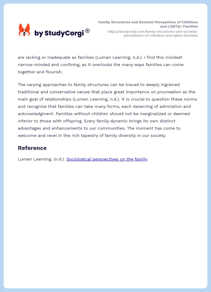 Family Structures and Societal Perceptions of Childless and LGBTQ+ Families. Page 2