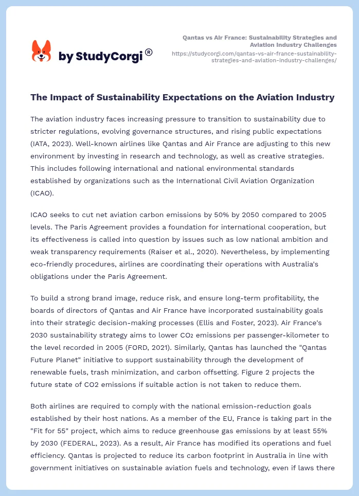 Qantas vs Air France: Sustainability Strategies and Aviation Industry Challenges. Page 2