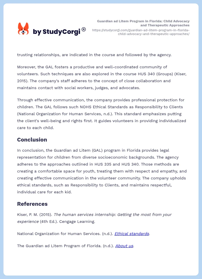 Guardian ad Litem Program in Florida: Child Advocacy and Therapeutic Approaches. Page 2
