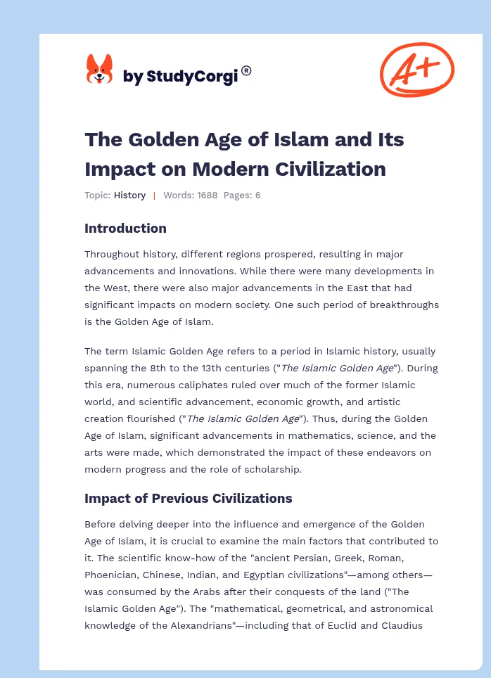 The Golden Age of Islam and Its Impact on Modern Civilization. Page 1