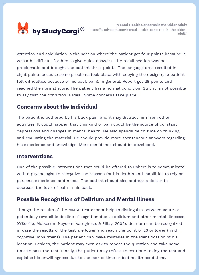 Mental Health Concerns in the Older Adult. Page 2