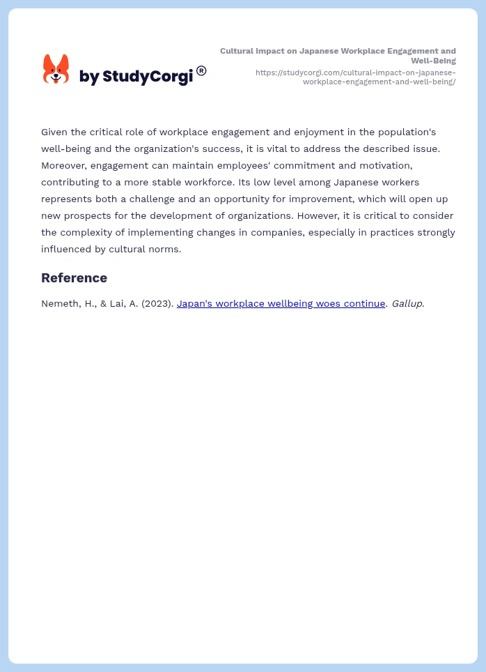 Cultural Impact on Japanese Workplace Engagement and Well-Being. Page 2
