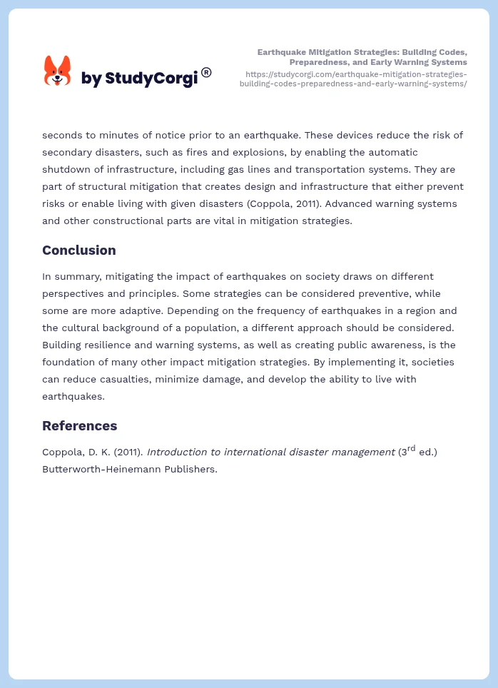 Earthquake Mitigation Strategies: Building Codes, Preparedness, and Early Warning Systems. Page 2
