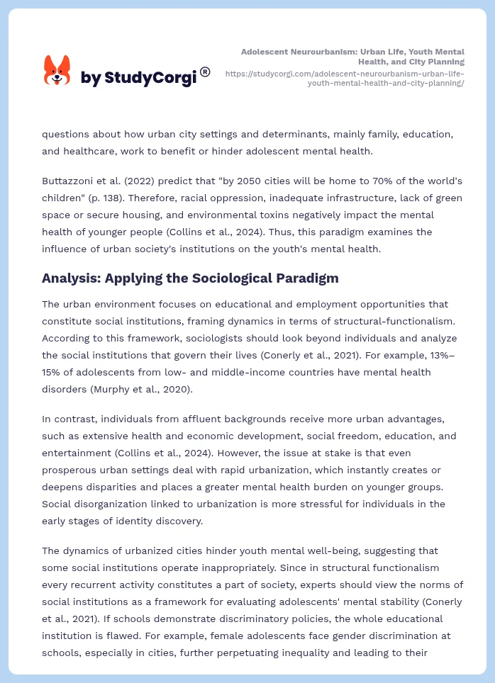 Adolescent Neurourbanism: Urban Life, Youth Mental Health, and City Planning. Page 2