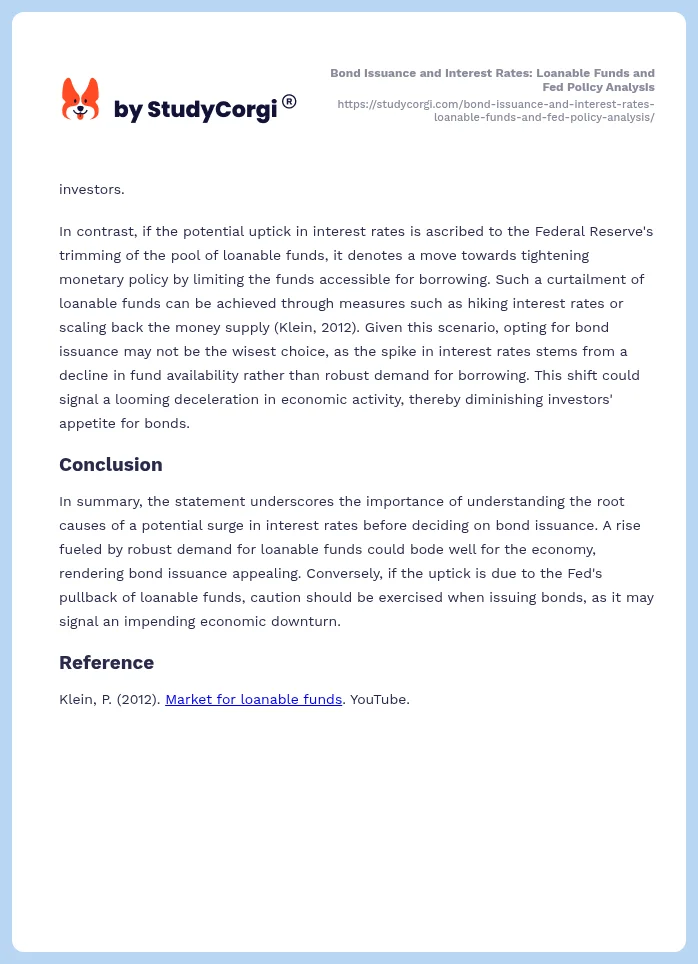 Bond Issuance and Interest Rates: Loanable Funds and Fed Policy Analysis. Page 2