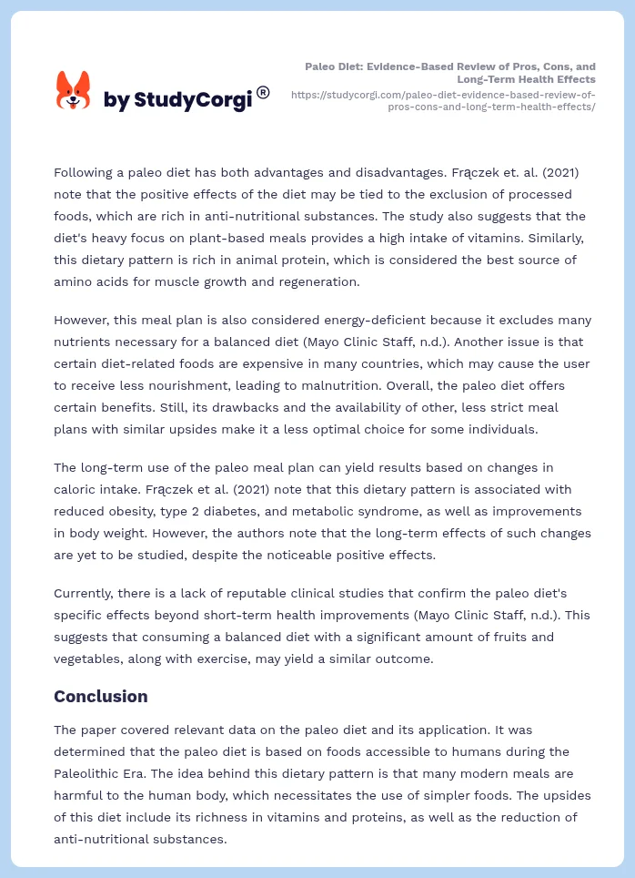 Paleo Diet: Evidence-Based Review of Pros, Cons, and Long-Term Health Effects. Page 2