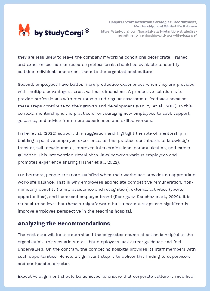 Hospital Staff Retention Strategies: Recruitment, Mentorship, and Work-Life Balance. Page 2