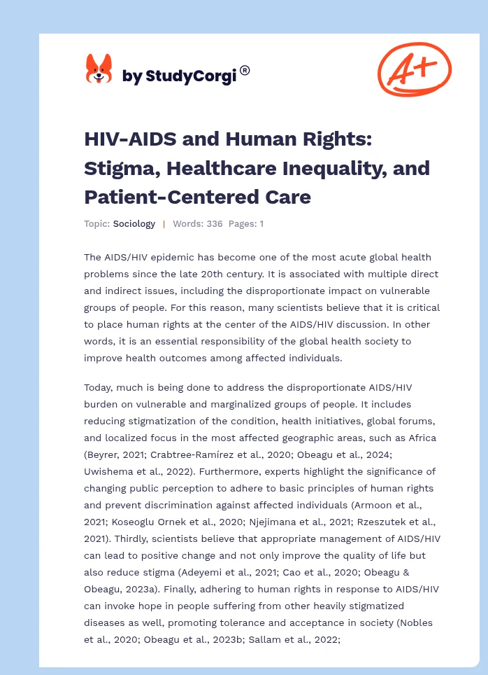 HIV-AIDS and Human Rights: Stigma, Healthcare Inequality, and Patient-Centered Care. Page 1