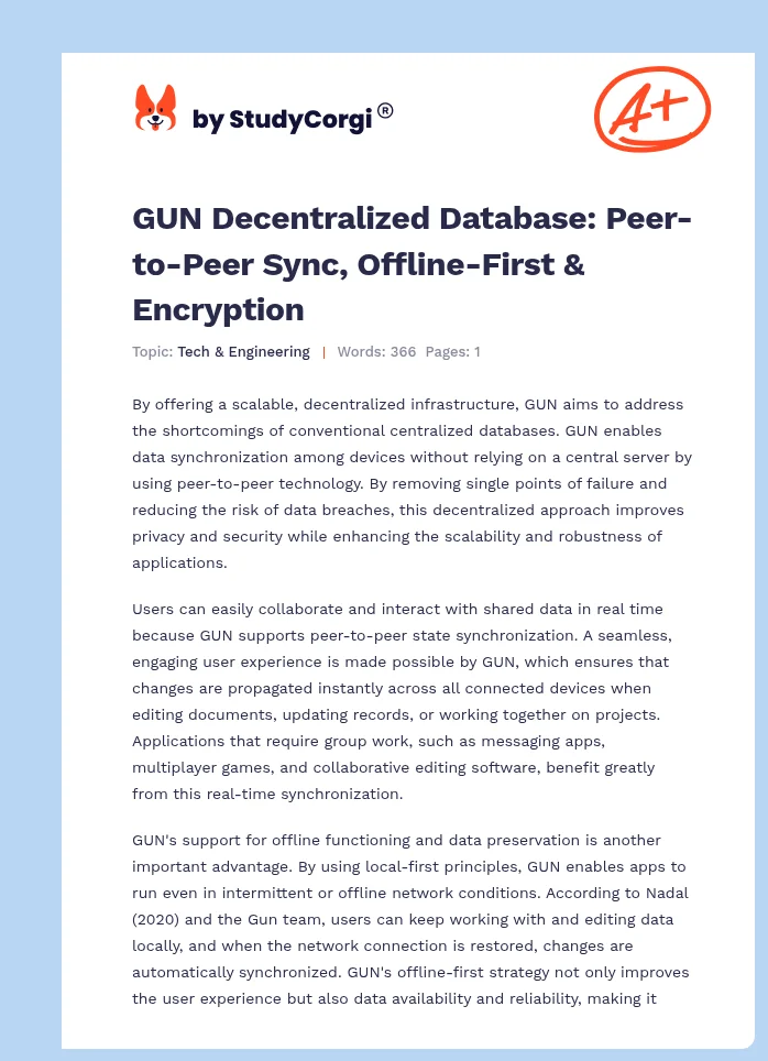 GUN Decentralized Database: Peer-to-Peer Sync, Offline-First & Encryption. Page 1