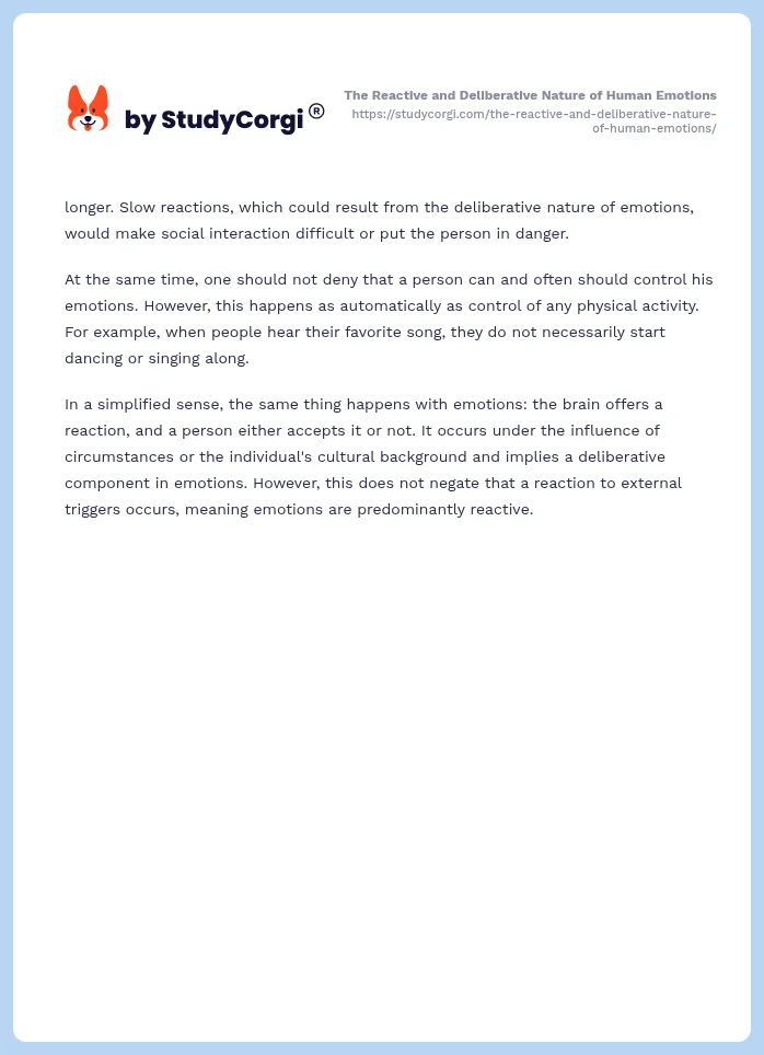 The Reactive and Deliberative Nature of Human Emotions. Page 2