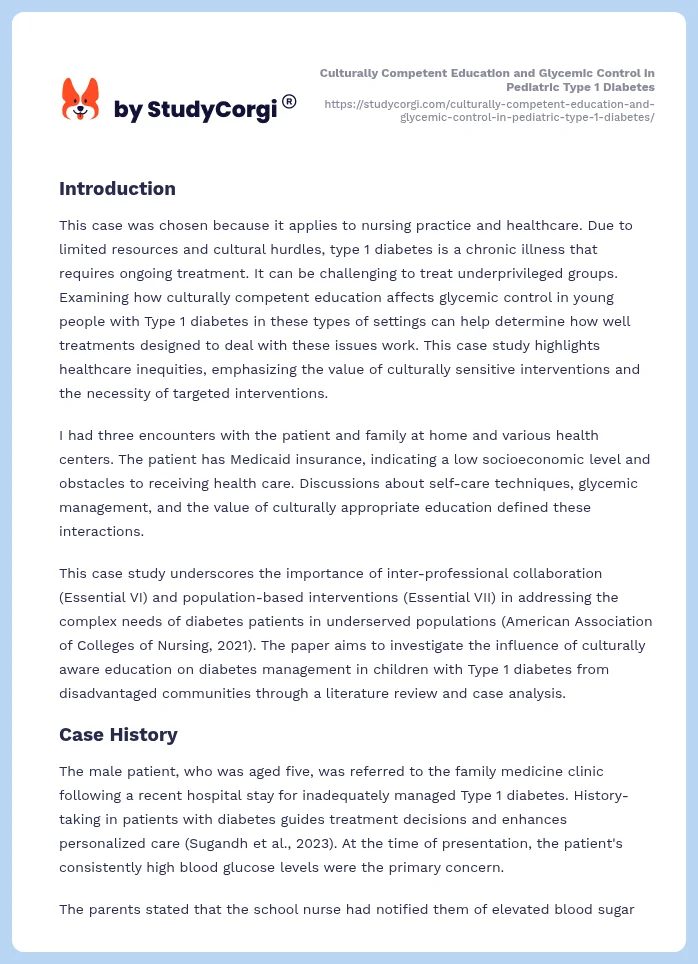 Culturally Competent Education and Glycemic Control in Pediatric Type 1 Diabetes. Page 2