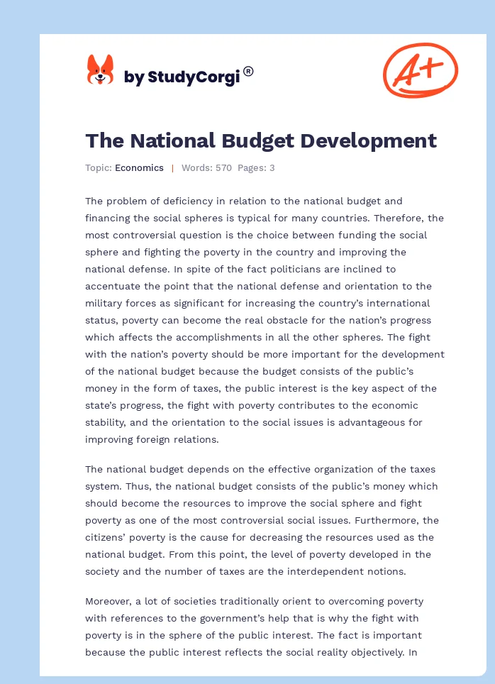 The National Budget Development. Page 1