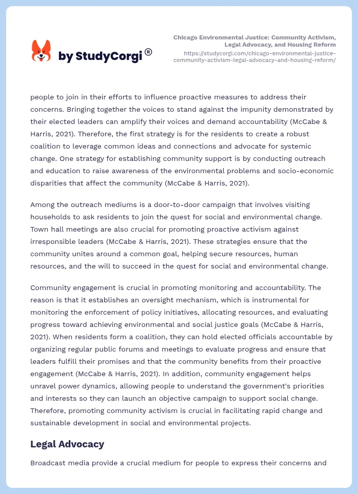 Chicago Environmental Justice: Community Activism, Legal Advocacy, and Housing Reform. Page 2