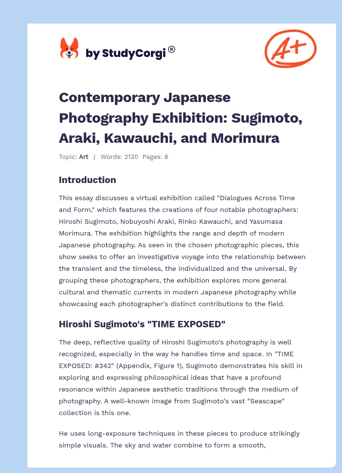 Contemporary Japanese Photography Exhibition: Sugimoto, Araki, Kawauchi, and Morimura. Page 1