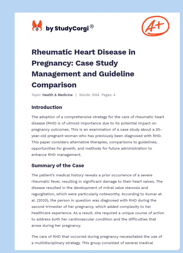 Rheumatic Heart Disease in Pregnancy: Case Study Management and Guideline Comparison. Page 1