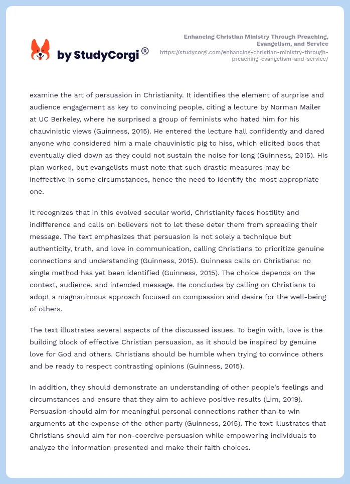 Enhancing Christian Ministry Through Preaching, Evangelism, and Service. Page 2