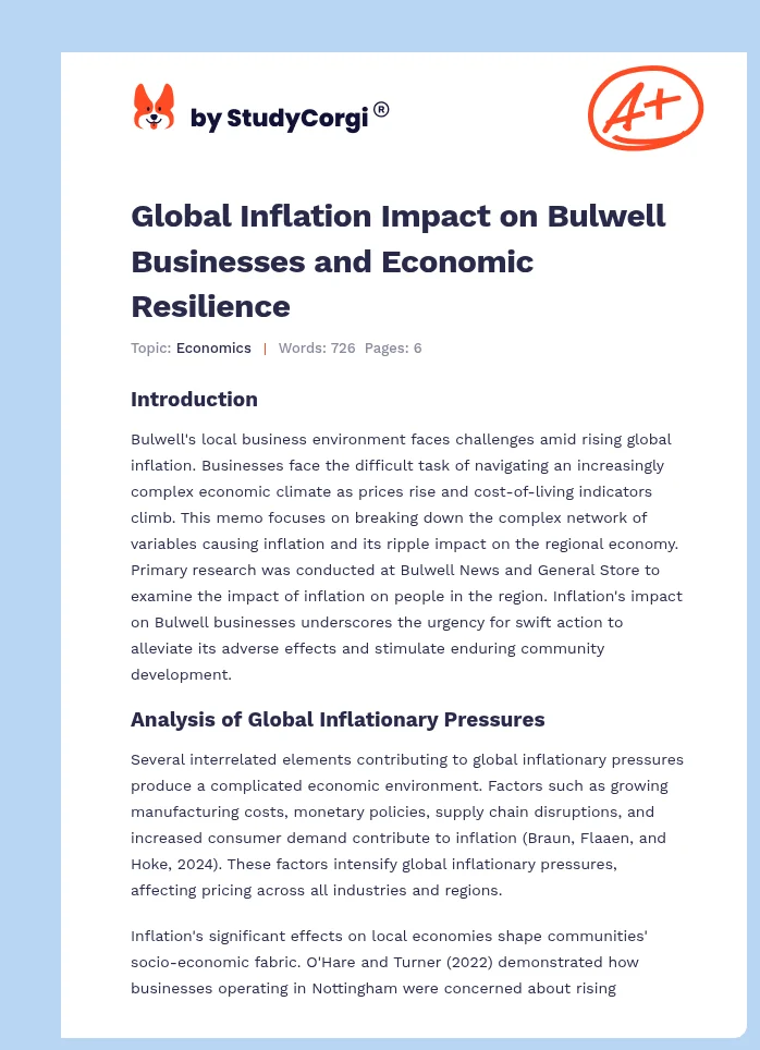 Global Inflation Impact on Bulwell Businesses and Economic Resilience. Page 1