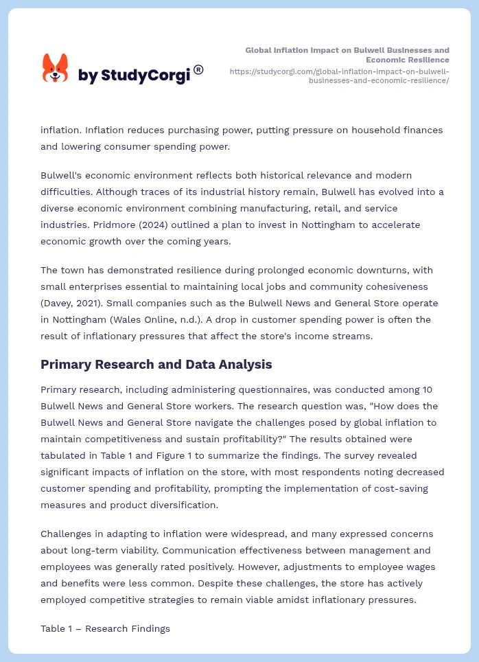 Global Inflation Impact on Bulwell Businesses and Economic Resilience. Page 2