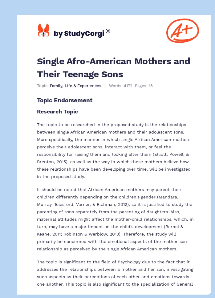 Single Afro-American Mothers and Their Teenage Sons. Page 1