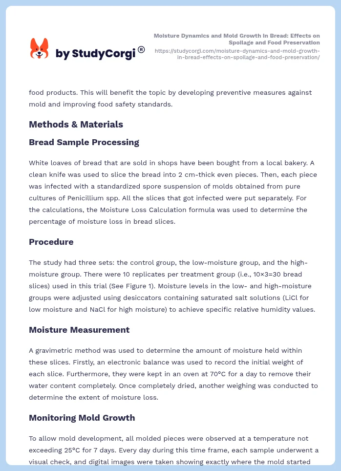 Moisture Dynamics and Mold Growth in Bread: Effects on Spoilage and Food Preservation. Page 2