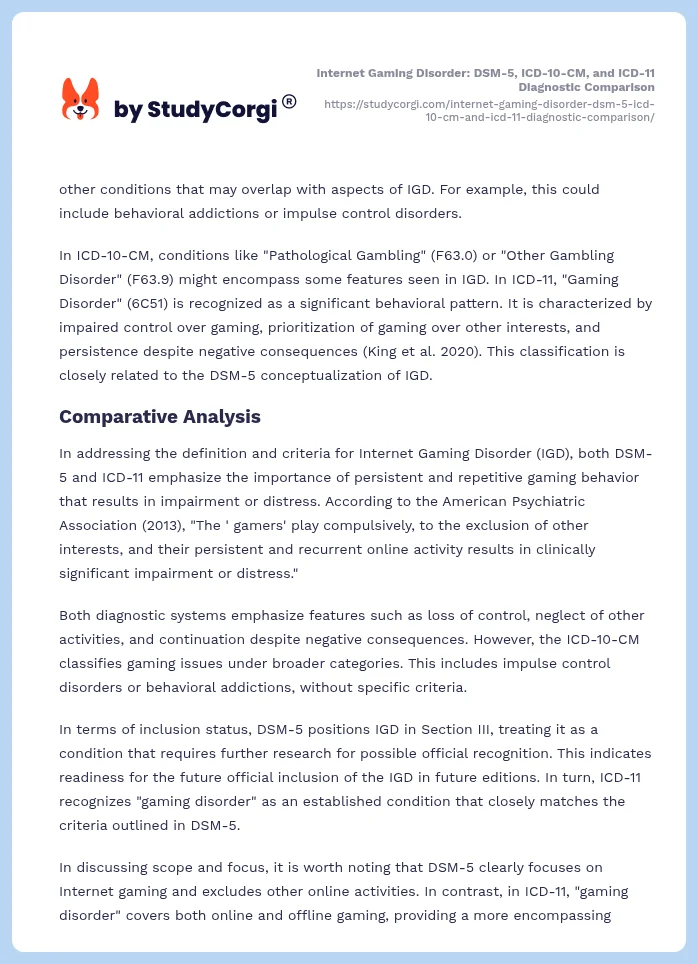Internet Gaming Disorder: DSM-5, ICD-10-CM, and ICD-11 Diagnostic Comparison. Page 2