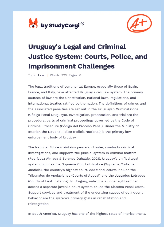 Uruguay's Legal and Criminal Justice System: Courts, Police, and Imprisonment Challenges. Page 1
