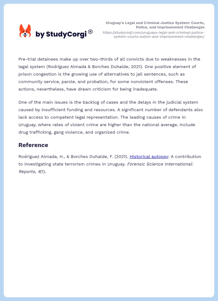 Uruguay's Legal and Criminal Justice System: Courts, Police, and Imprisonment Challenges. Page 2