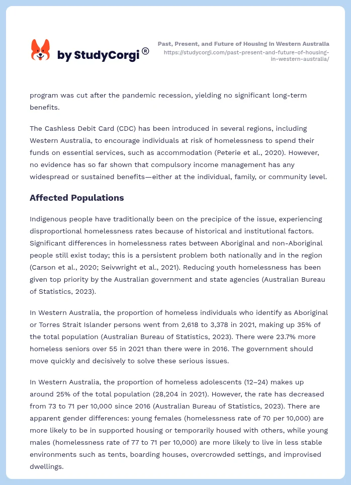 Past, Present, and Future of Housing in Western Australia. Page 2