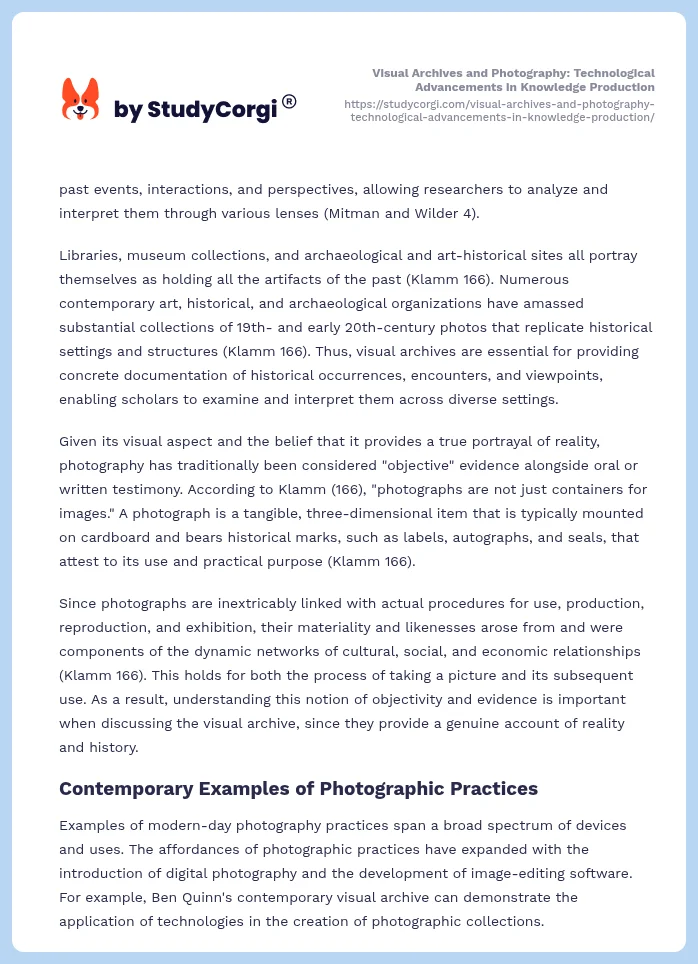 Visual Archives and Photography: Technological Advancements in Knowledge Production. Page 2