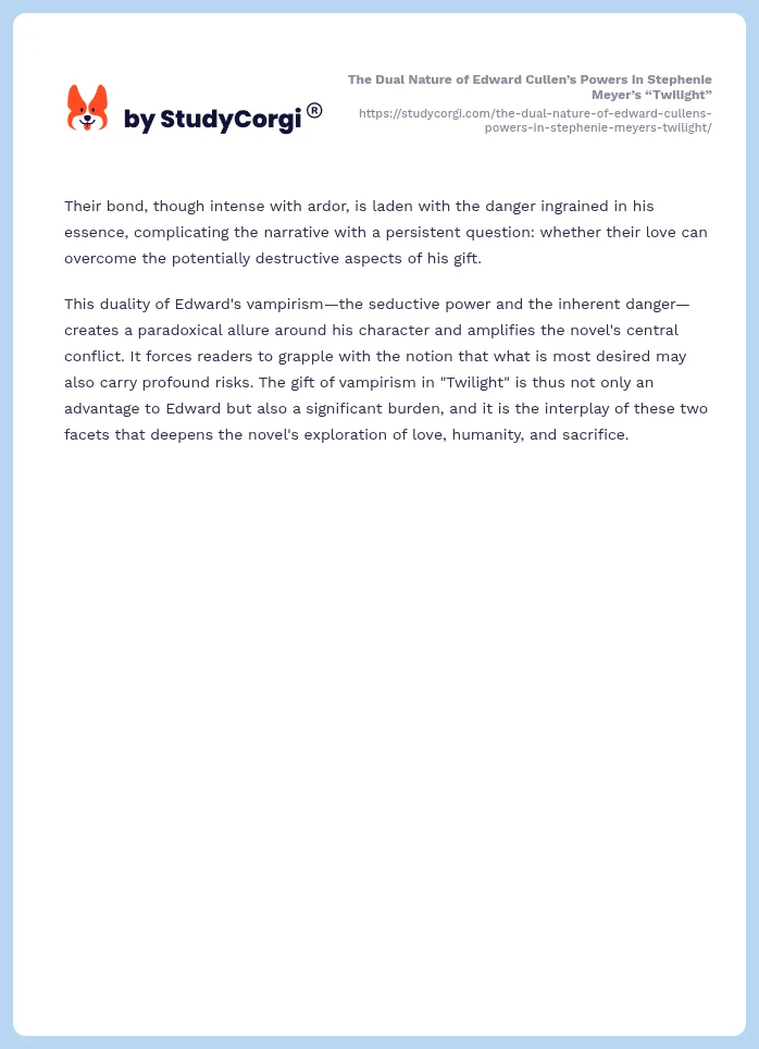 The Dual Nature of Edward Cullen’s Powers in Stephenie Meyer’s “Twilight”. Page 2