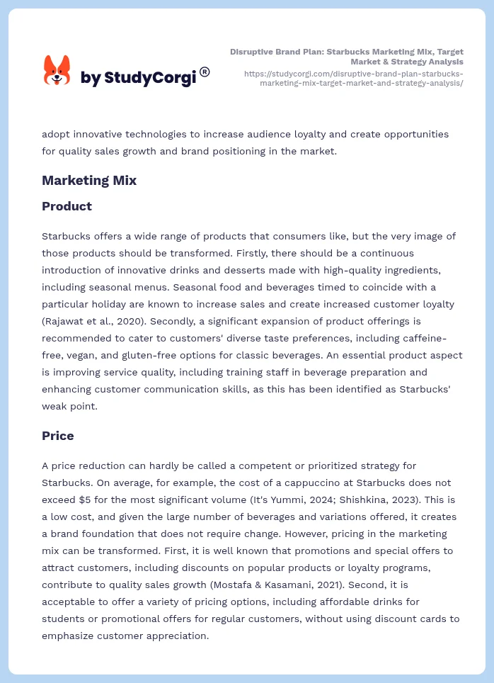 Disruptive Brand Plan: Starbucks Marketing Mix, Target Market & Strategy Analysis. Page 2