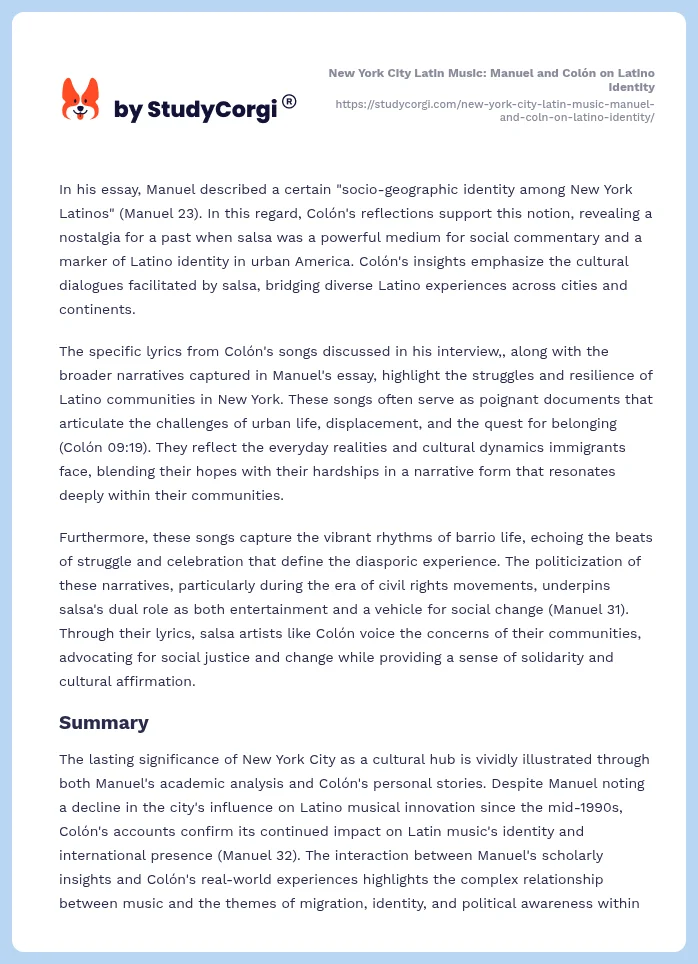 New York City Latin Music: Manuel and Colón on Latino Identity. Page 2