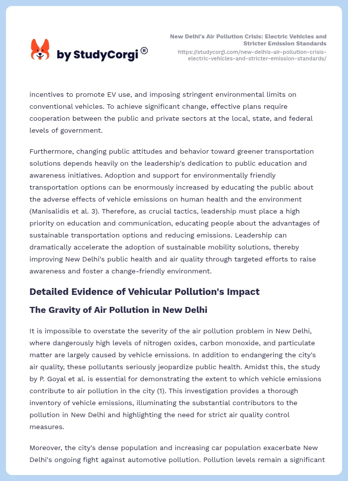 New Delhi's Air Pollution Crisis: Electric Vehicles and Stricter Emission Standards. Page 2