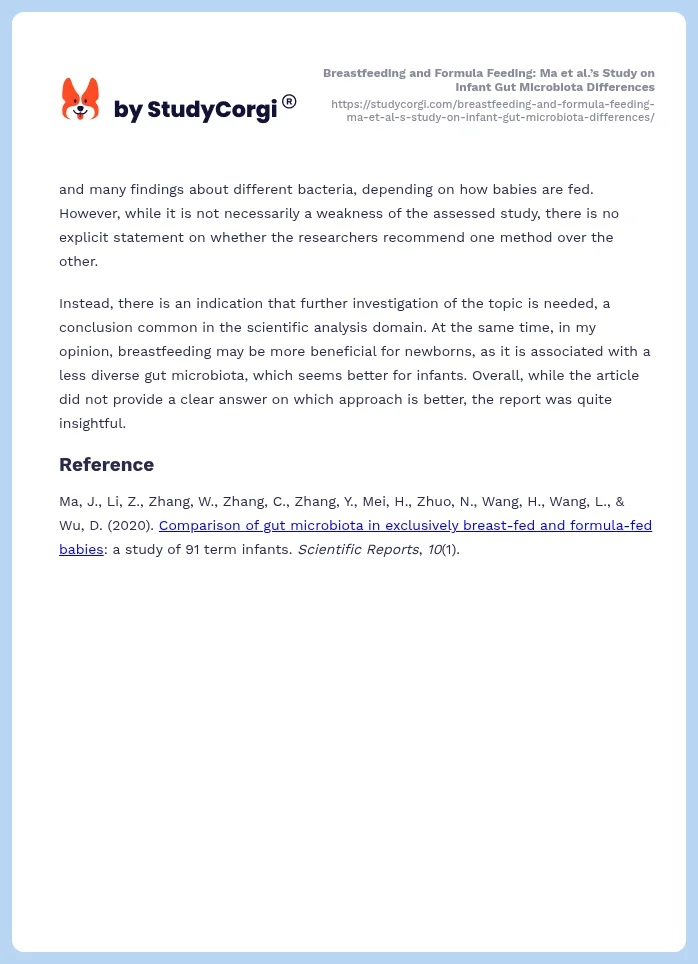 Breastfeeding and Formula Feeding: Ma et al.’s Study on Infant Gut Microbiota Differences. Page 2