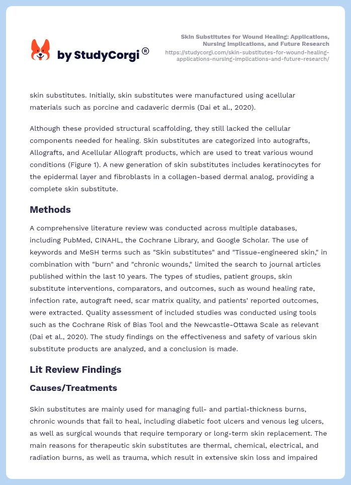 Skin Substitutes for Wound Healing: Applications, Nursing Implications, and Future Research. Page 2