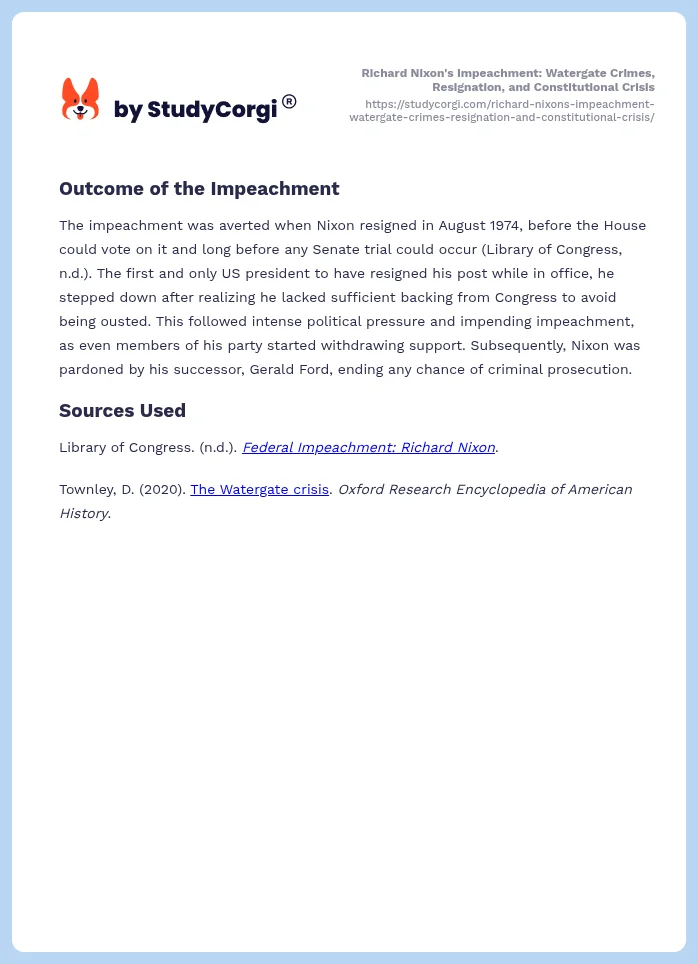 Richard Nixon's Impeachment: Watergate Crimes, Resignation, and Constitutional Crisis. Page 2