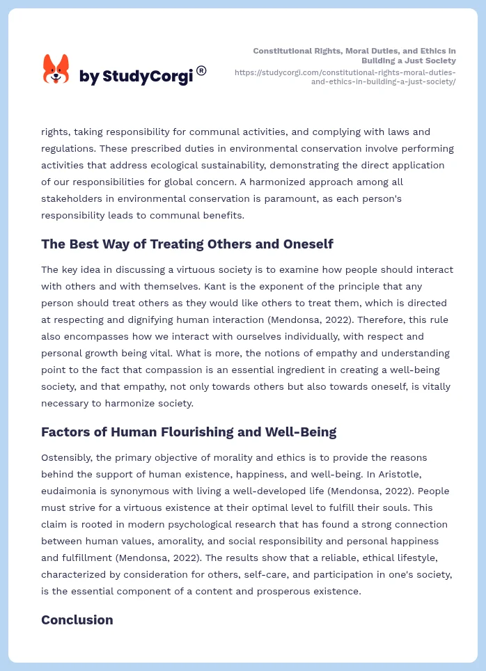 Constitutional Rights, Moral Duties, and Ethics in Building a Just Society. Page 2