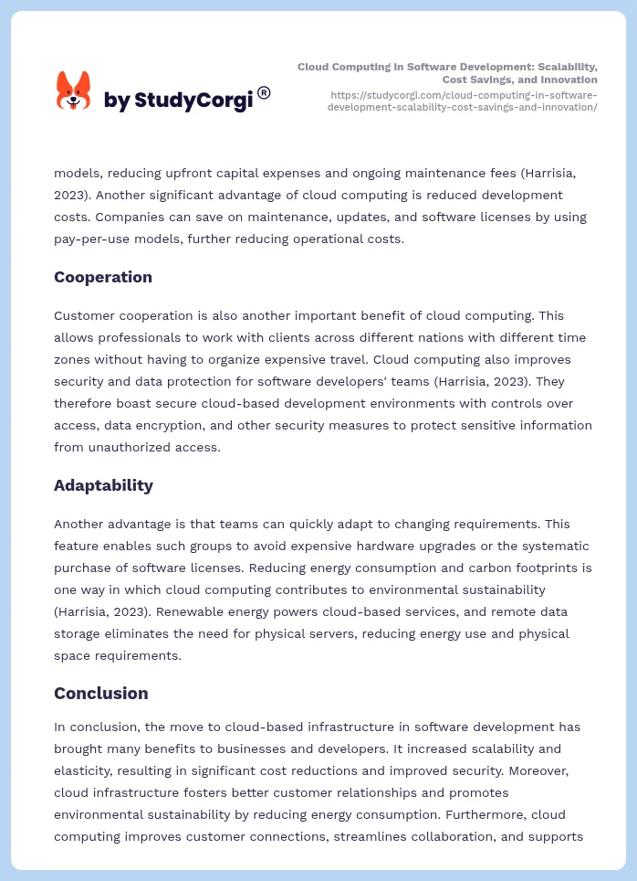 Cloud Computing in Software Development: Scalability, Cost Savings, and Innovation. Page 2
