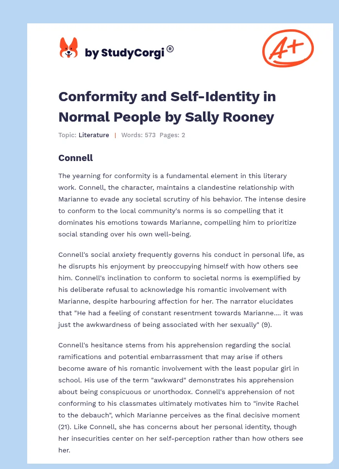 Conformity and Self-Identity in Normal People by Sally Rooney. Page 1