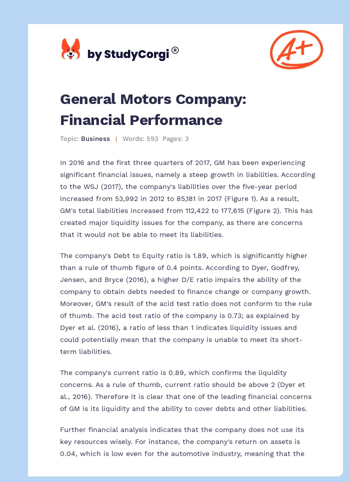 General Motors Company: Financial Performance. Page 1