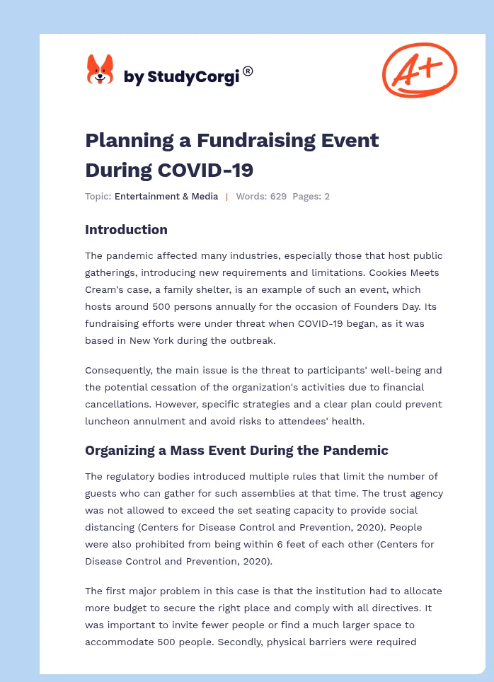 Planning a Fundraising Event During COVID-19. Page 1