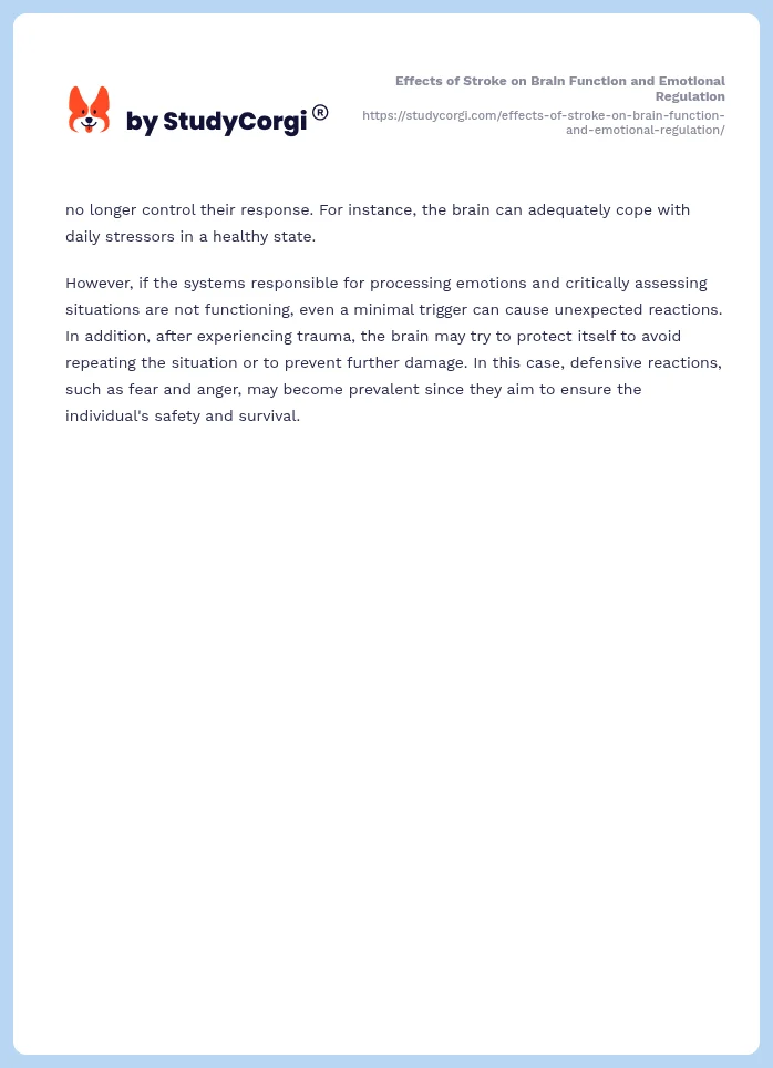 Effects of Stroke on Brain Function and Emotional Regulation. Page 2