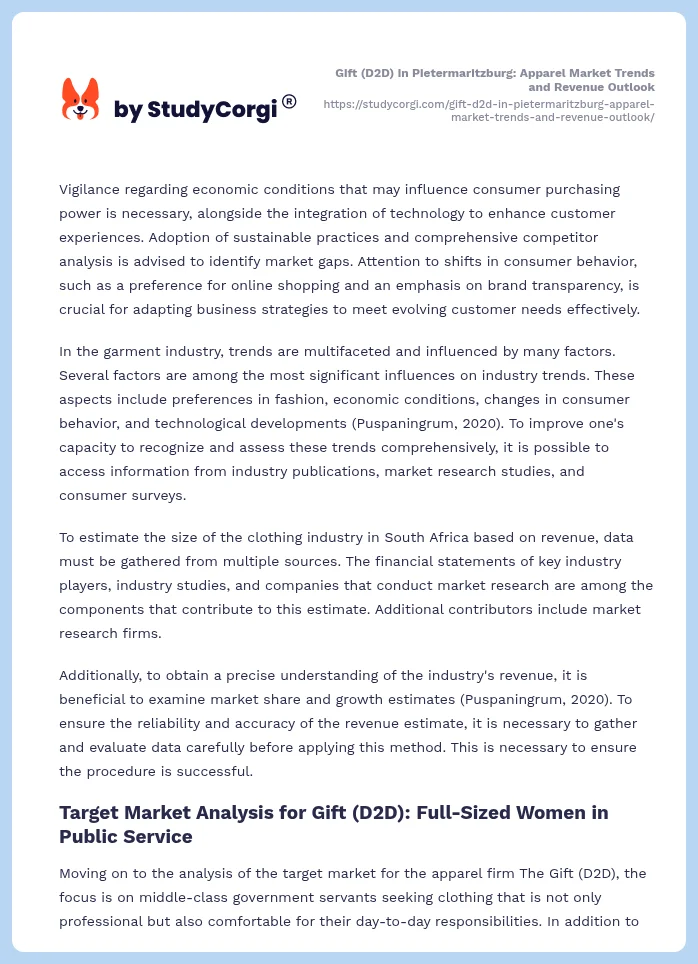 Gift (D2D) in Pietermaritzburg: Apparel Market Trends and Revenue Outlook. Page 2