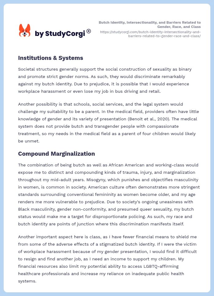 Butch Identity, Intersectionality, and Barriers Related to Gender, Race, and Class. Page 2