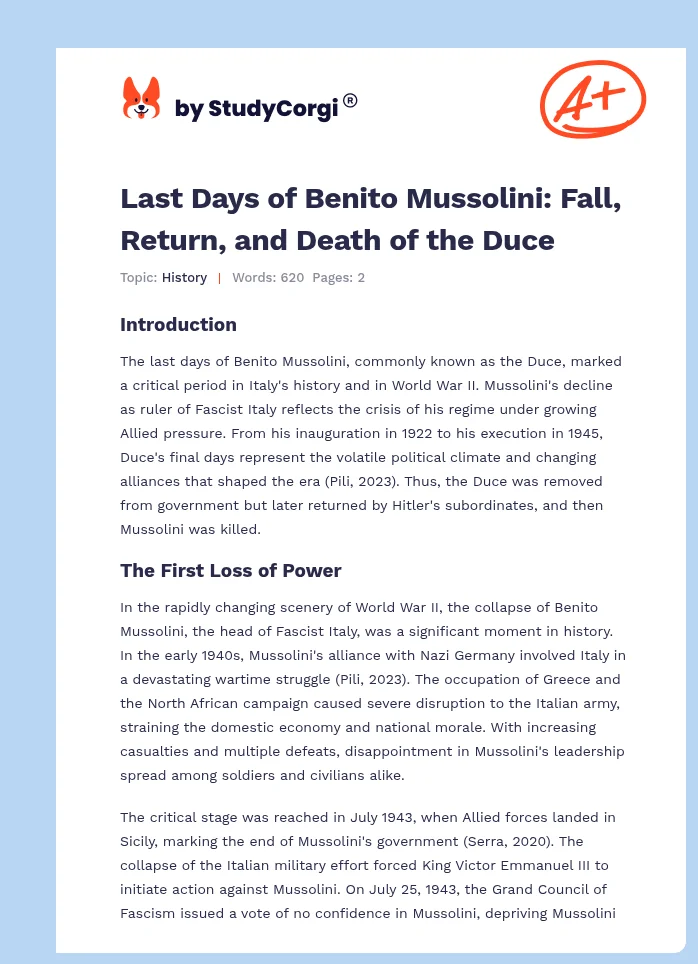 Last Days of Benito Mussolini: Fall, Return, and Death of the Duce. Page 1
